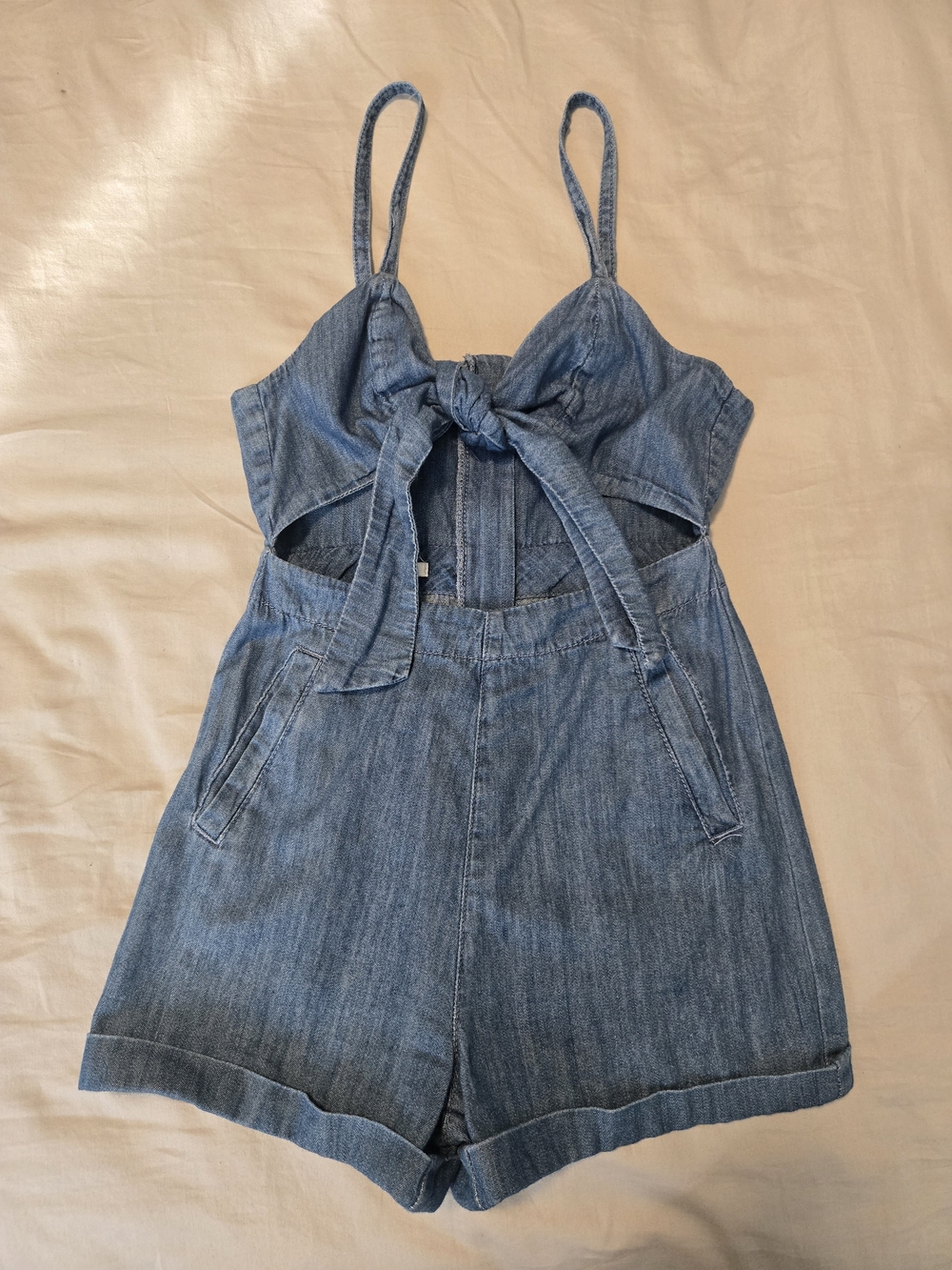 Forever 21 Medium Blue Denim Cutout Romper